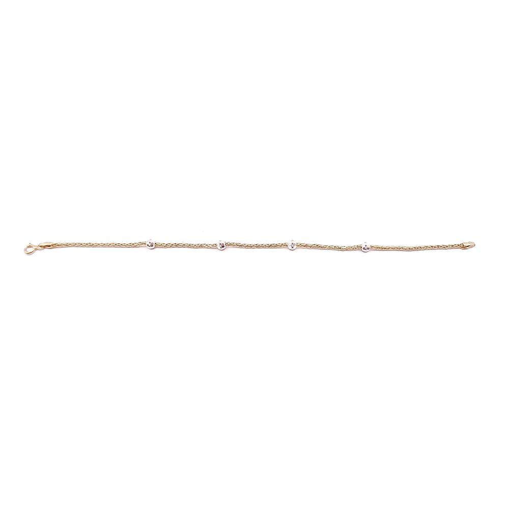 Kultainen ranneketju valkokultaisilla palloilla 18,5cm #1