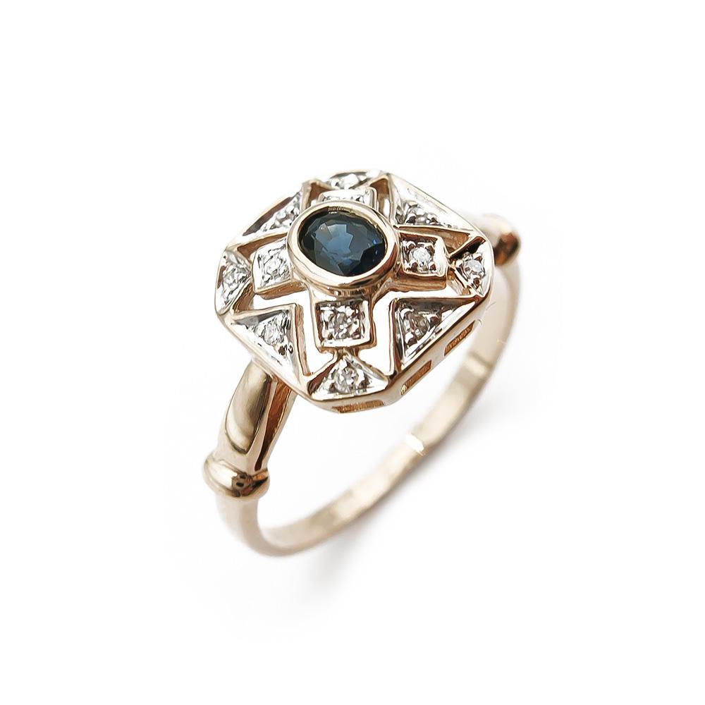 Timanttisormus sinisellä kivellä 0,06ct 18,25mm #0