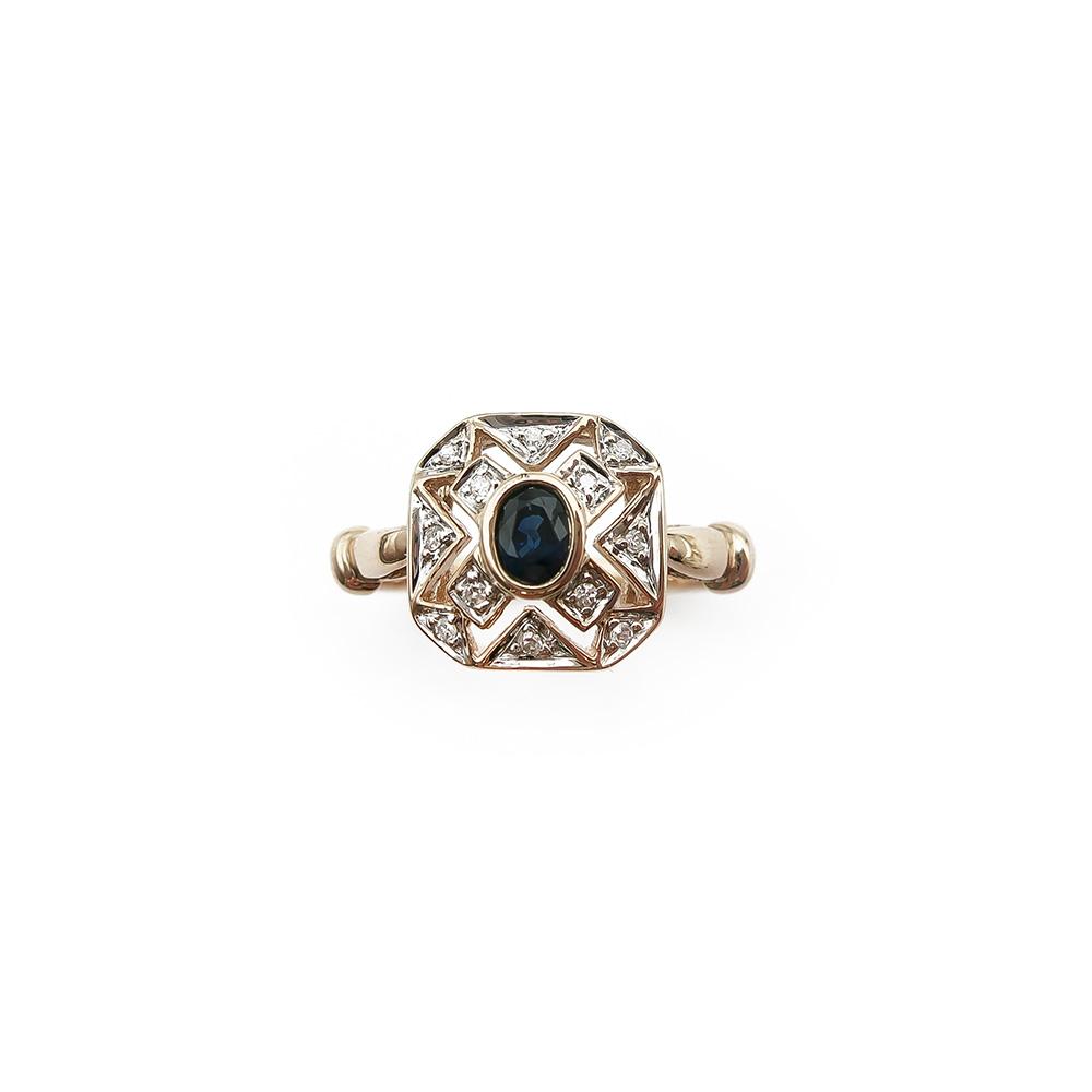 Timanttisormus sinisellä kivellä 0,06ct 18,25mm #1