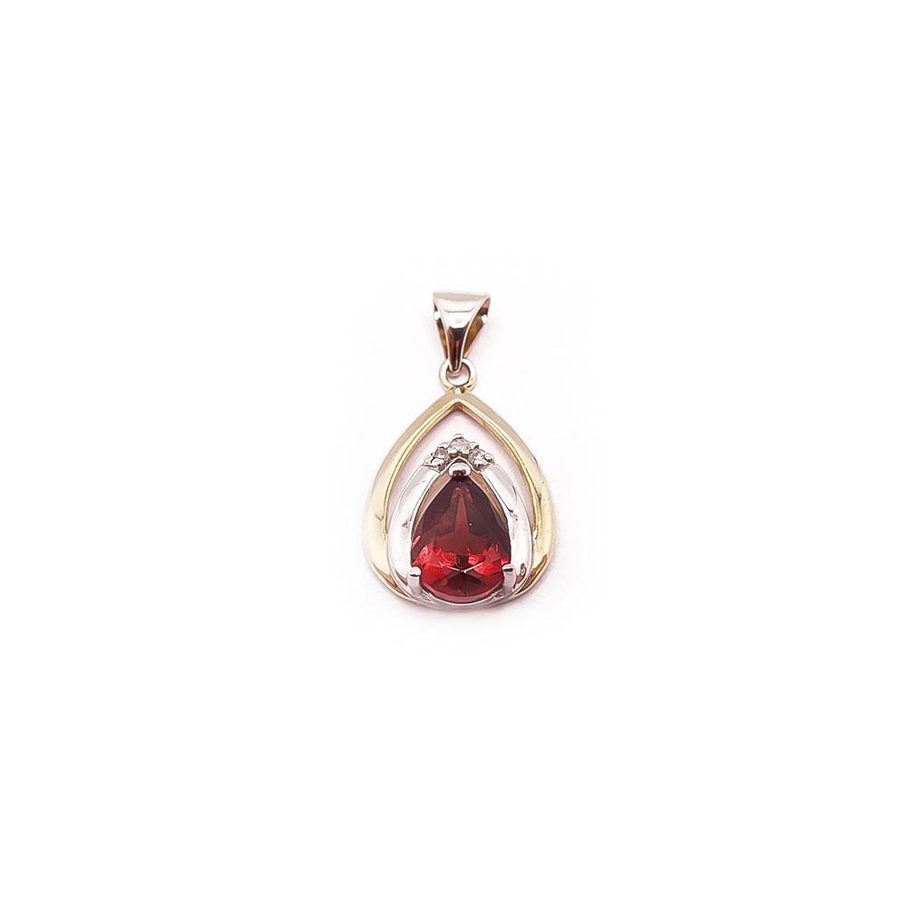 9k riipus granaatti +timantit 0,01ct #0