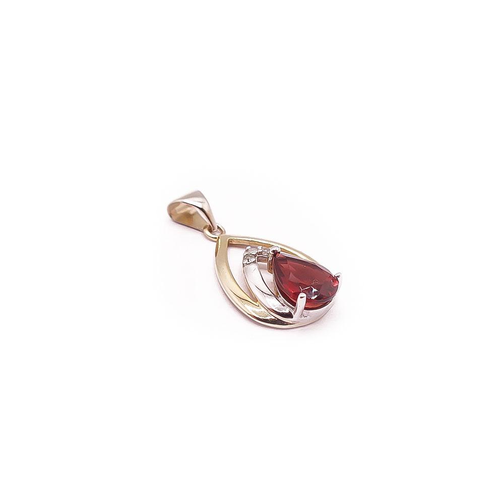 9k riipus granaatti +timantit 0,01ct #1