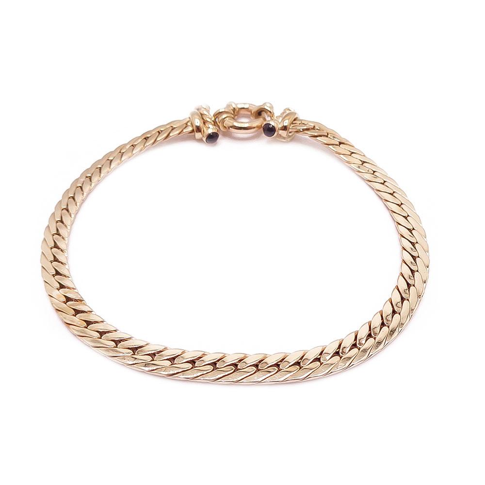 Kultainen litistetty panssariranne sinisafiirit 18,5cm #0