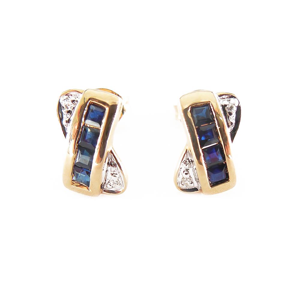 Kultakorvakorut safiirilla+tim.yht.0.008ct #0