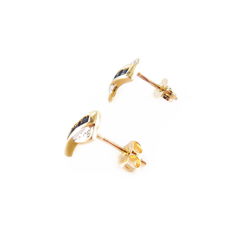 Kultakorvakorut safiirilla+tim.yht.0.008ct #2