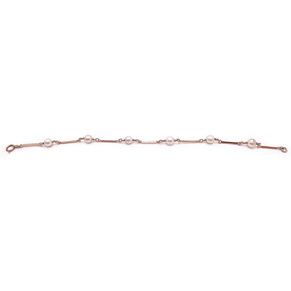 Kultainen ranneketju helmillä 19cm #1