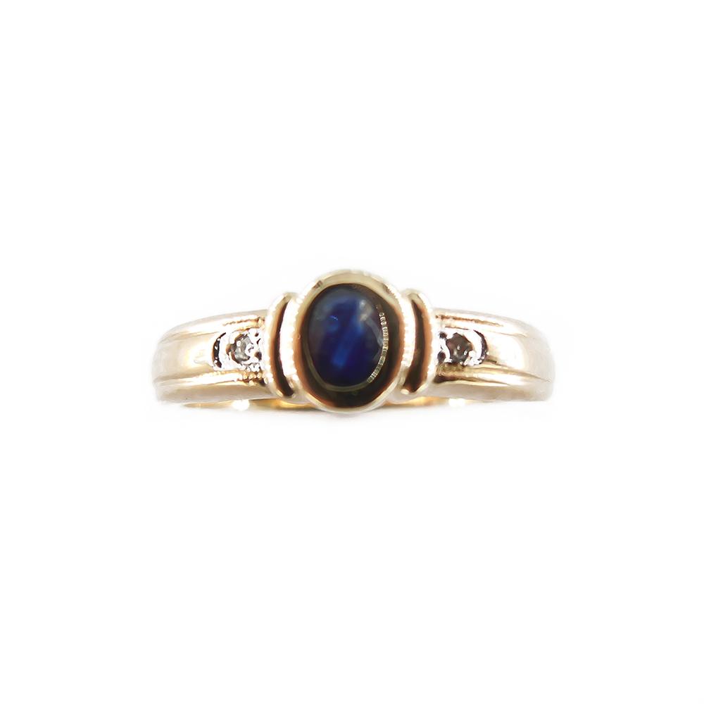Kultainen sormus,17.25mm, safiiri+tim.0,004ct, #4