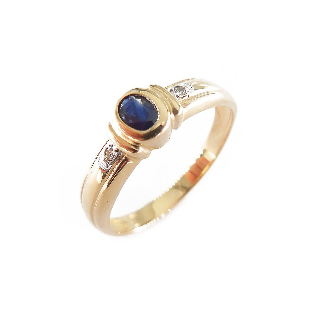Kultainen sormus,17.25mm, safiiri+tim.0,004ct, #0