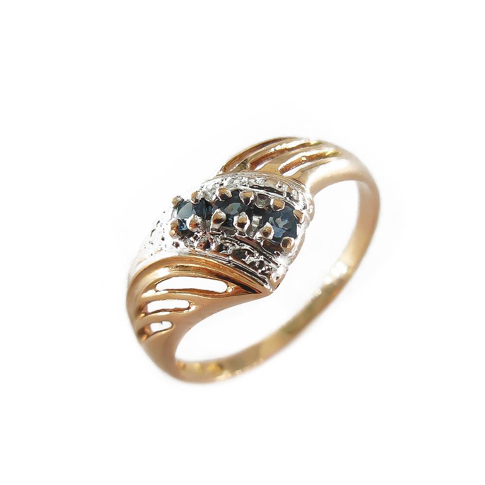Kultainen sormus,19.75mm, safiirit+tim.0,002ct #0