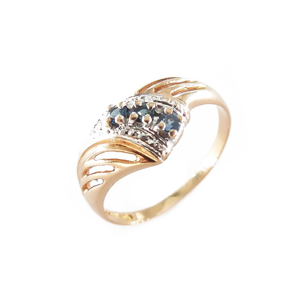 Kultainen sormus,19.75mm, safiirit+tim.0,002ct #1