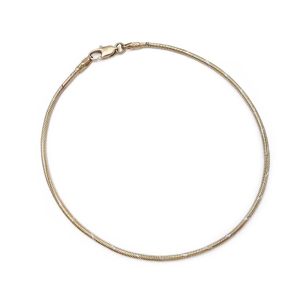Kultainen käärme ranneketju valkokultaisin raidoin 19cm #0