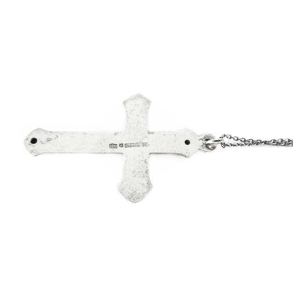 Hopeinen iso risti+ketju 54 cm #2