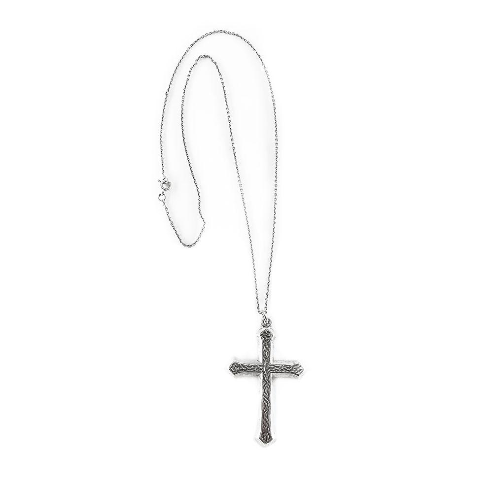 Hopeinen iso risti+ketju 54 cm #4