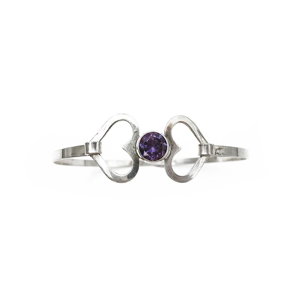 Sydän rannerengas violetti kivi 61mm v.-75 #1