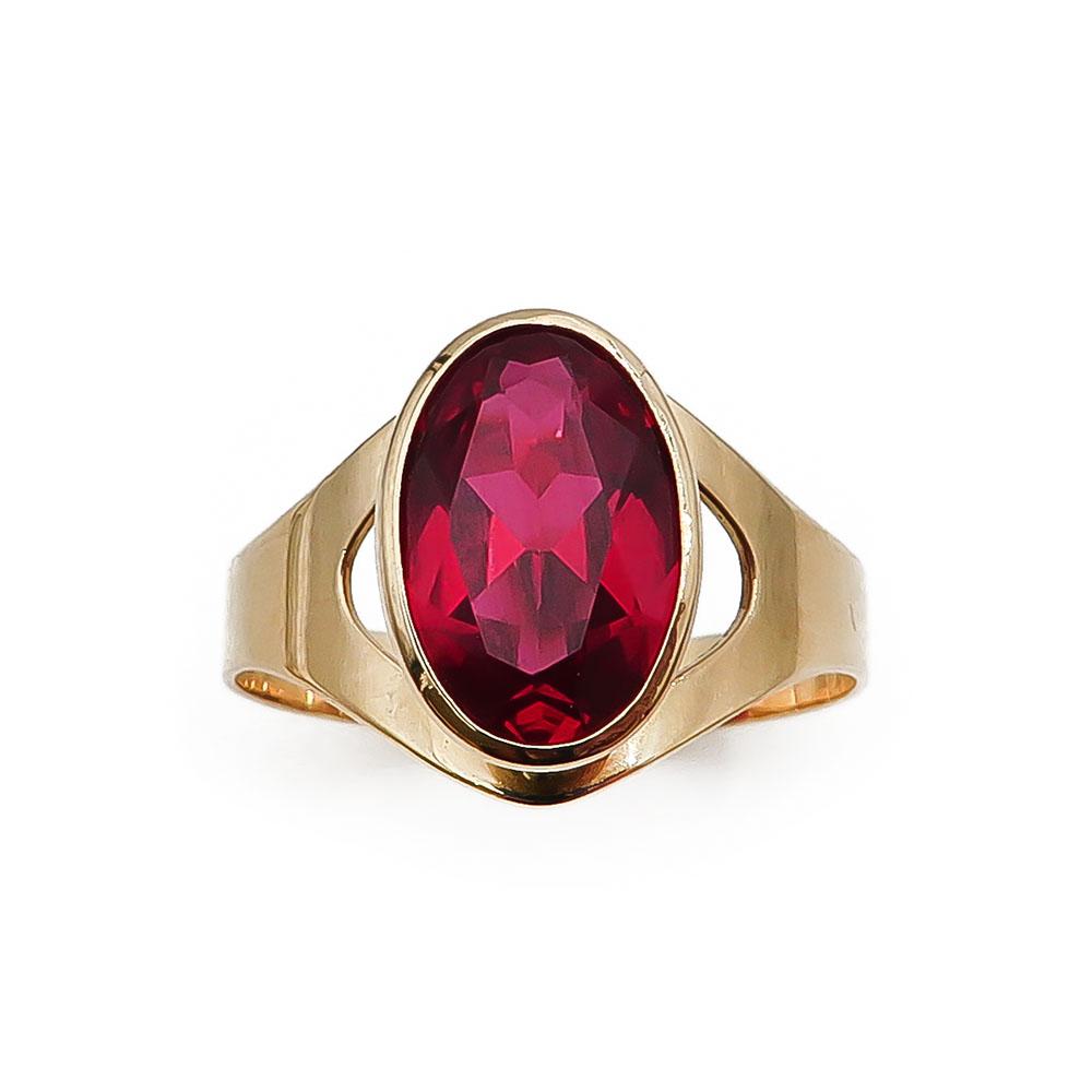 Kultainen sormus punainen kivi 18,65mm v.-74 #1