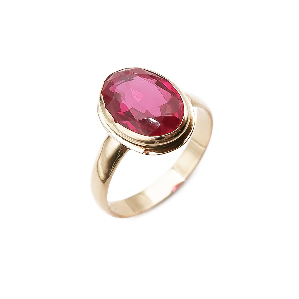 18k Ovaali punainen kivisormus 19,5mm #0
