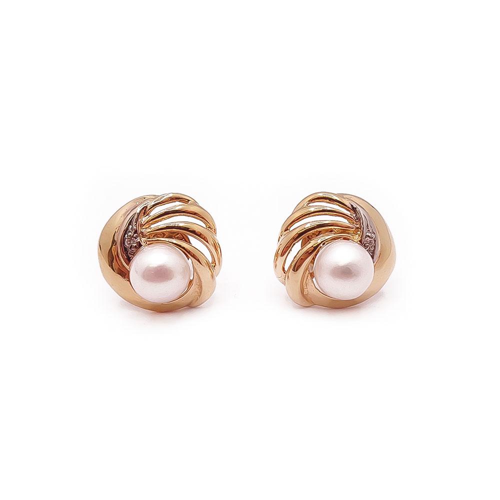 18k  helmikorvakorut aidot helmet tim.0,02ct #0