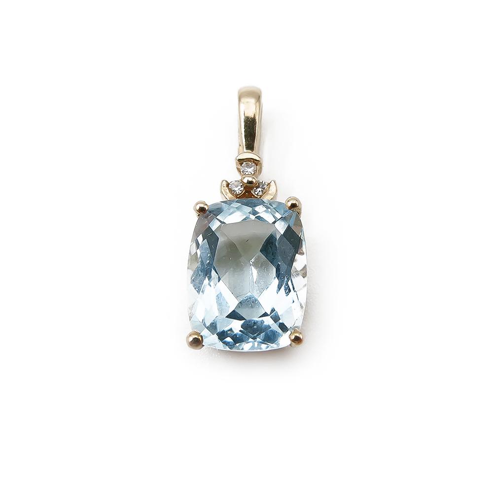 Kultainen timanttiriipus 0,015ct, vaaleansininen kivi #0