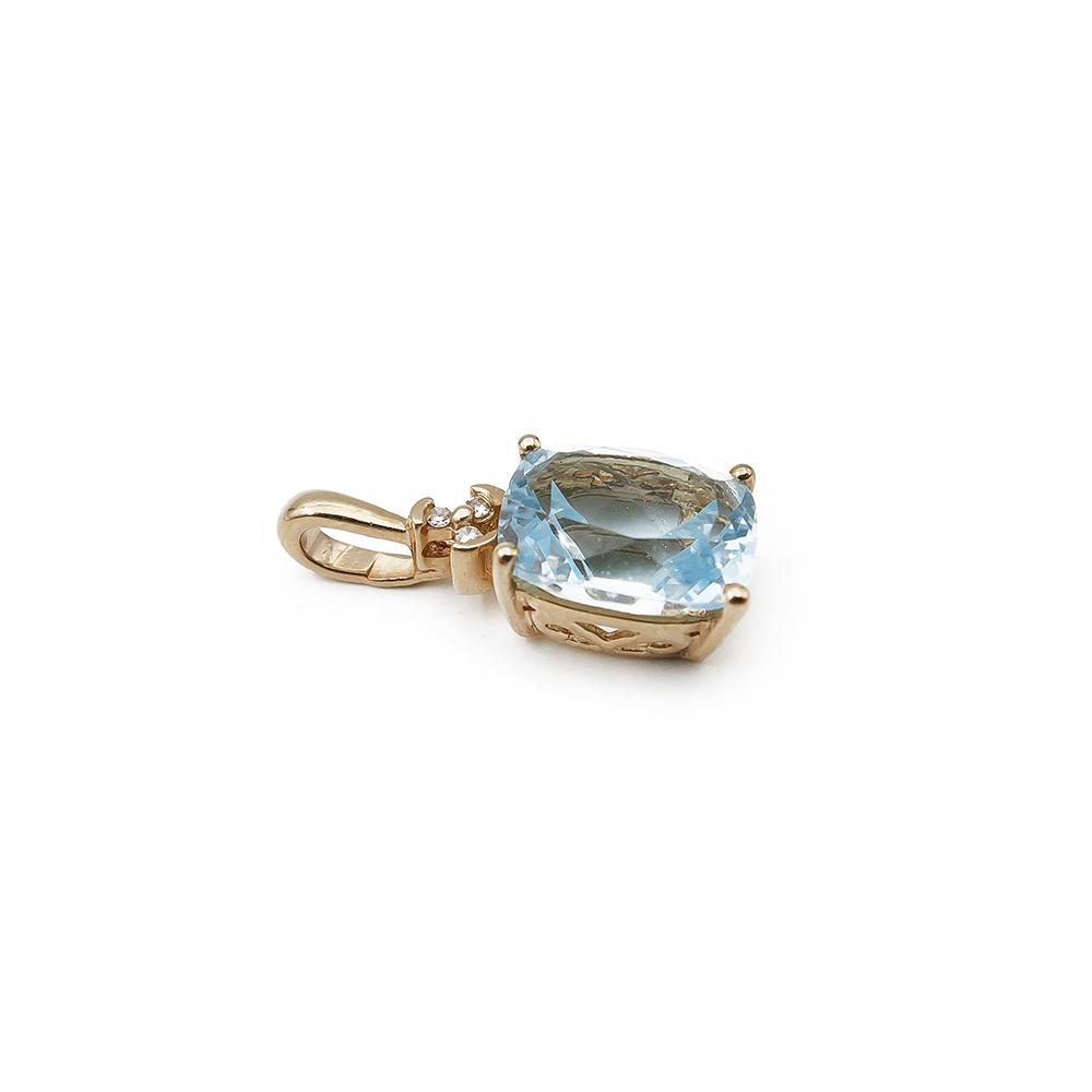 Kultainen timanttiriipus 0,015ct, vaaleansininen kivi #1