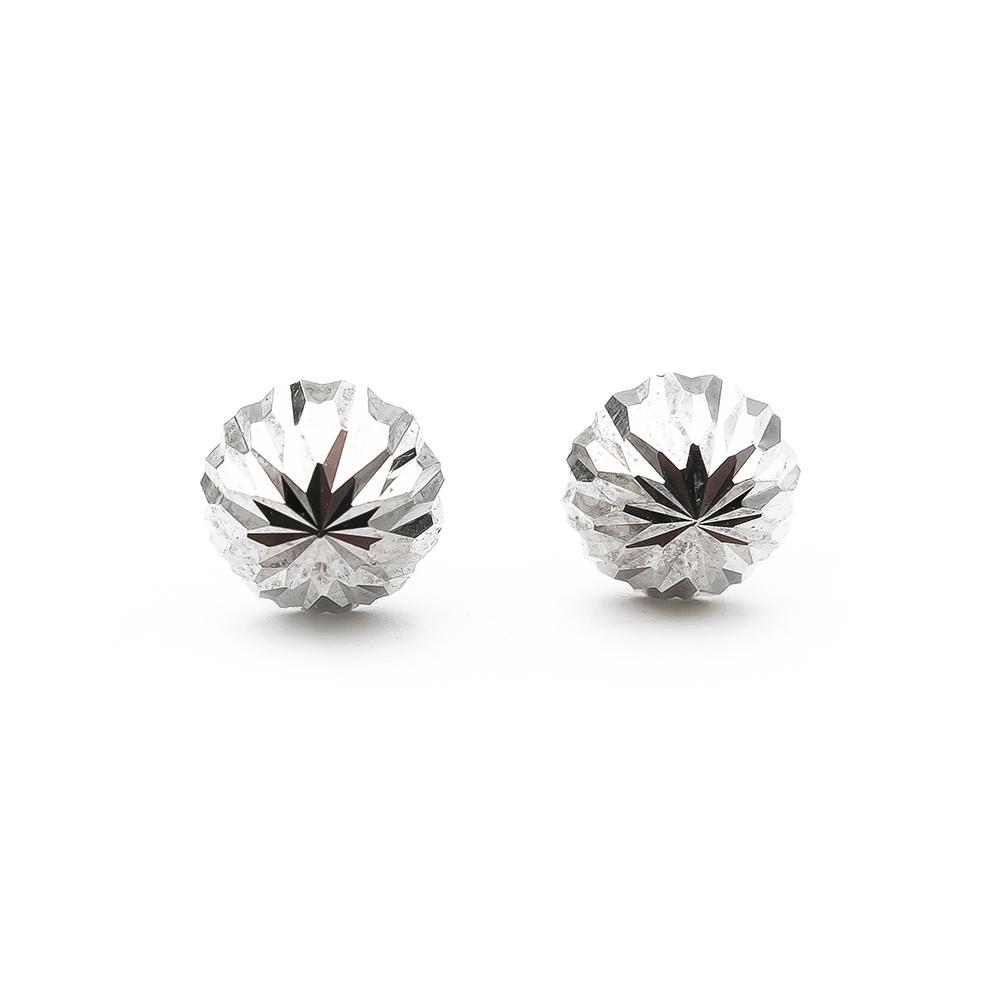 Valkokulta timantileikatut korvakorut tapilla, 6,5mm #0