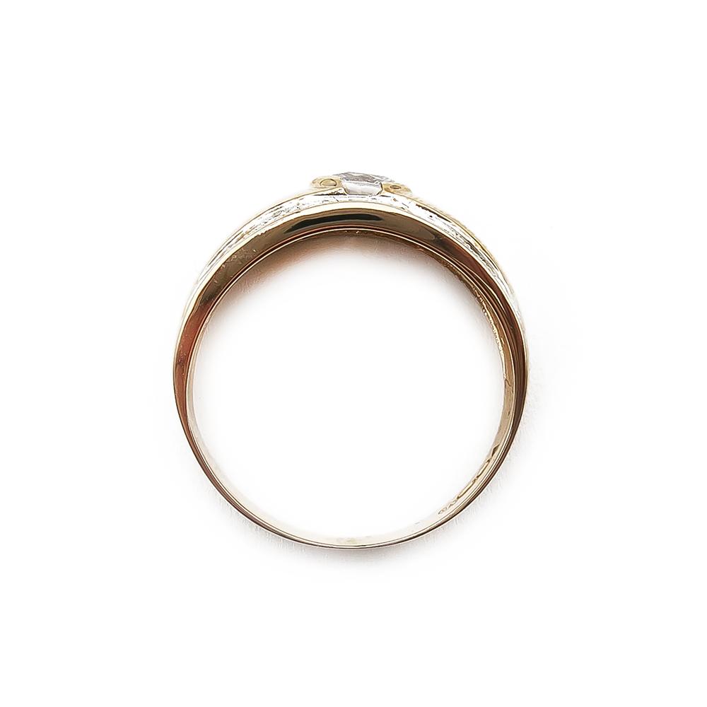 Sormus kirkkaalla kivellä valkokultaiset reunat 18,25mm #2