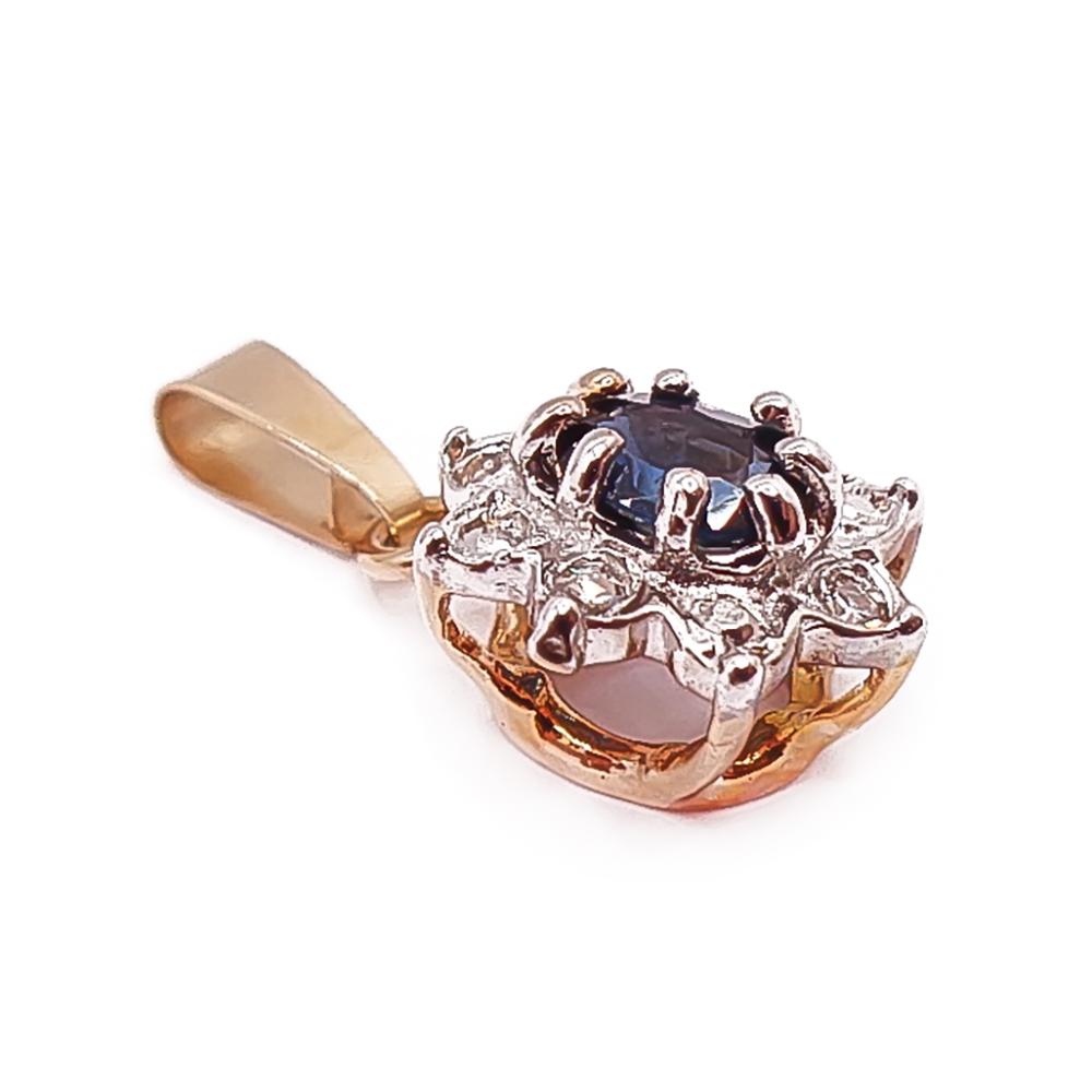 Kultainen sinisafiiri-timanttiriipus 0,08ct #1