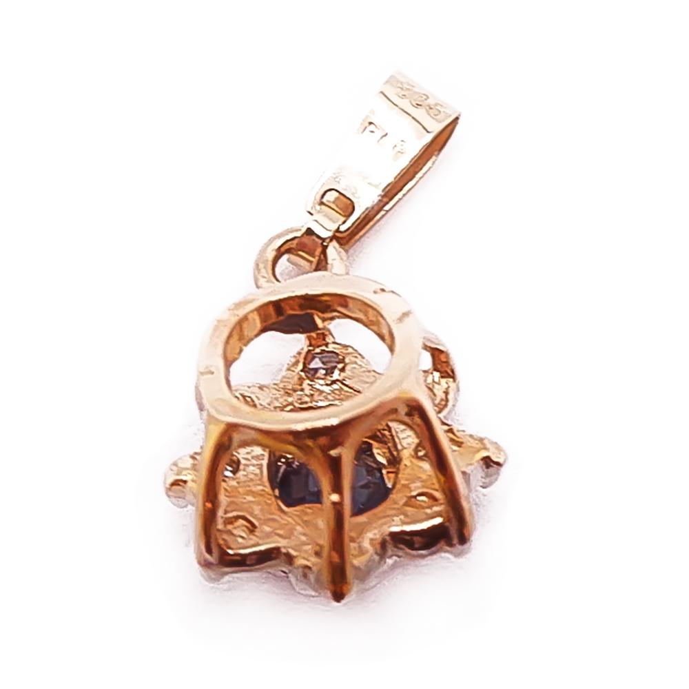 Kultainen sinisafiiri-timanttiriipus 0,08ct #2