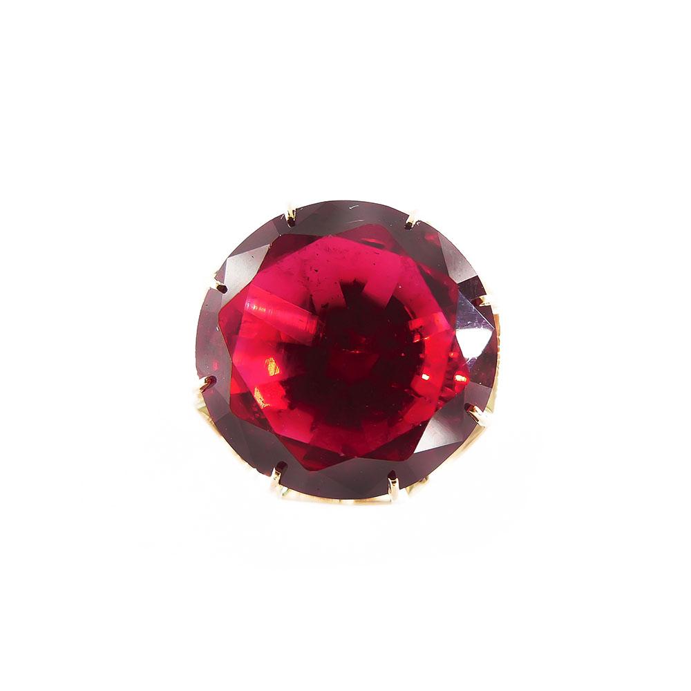 Kultainen sormus, punainen kivi, 18,5mm #2