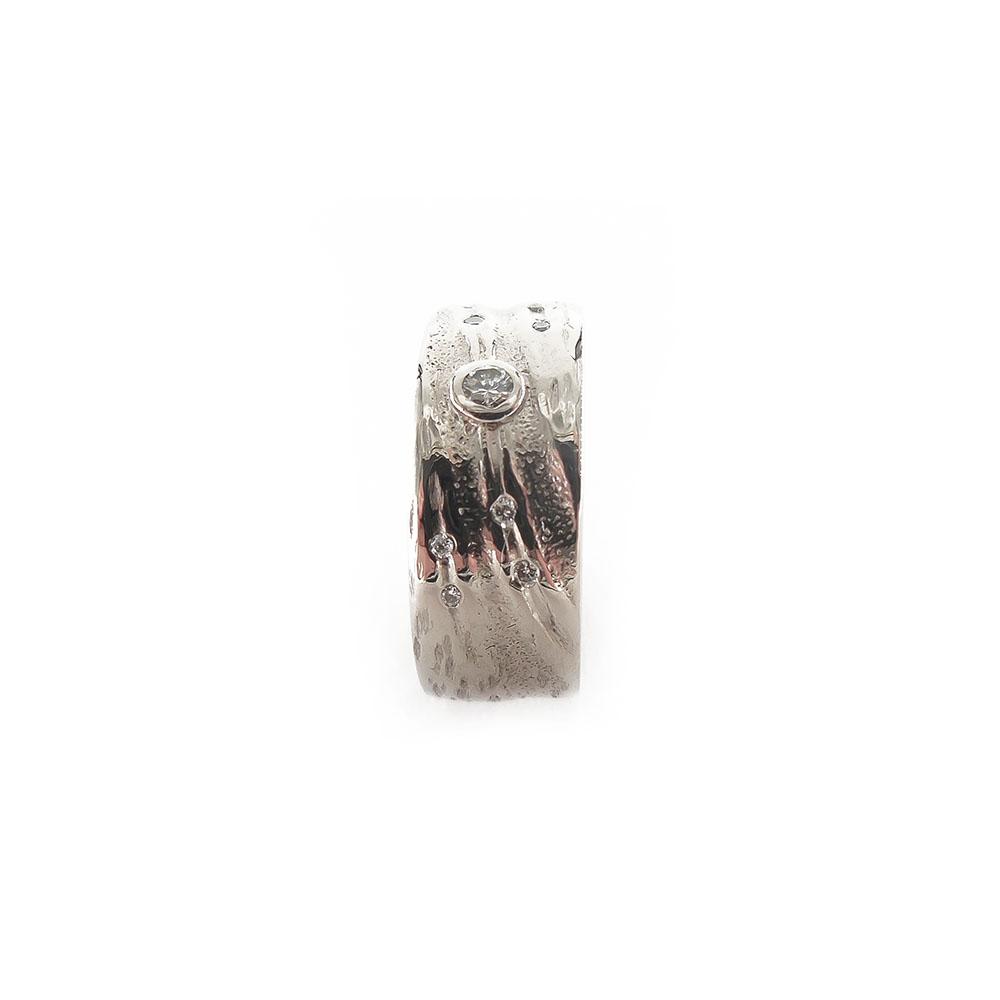 18K, Valkokultainen timanttisormus, Tim.0,038ct, 15,5mm #4