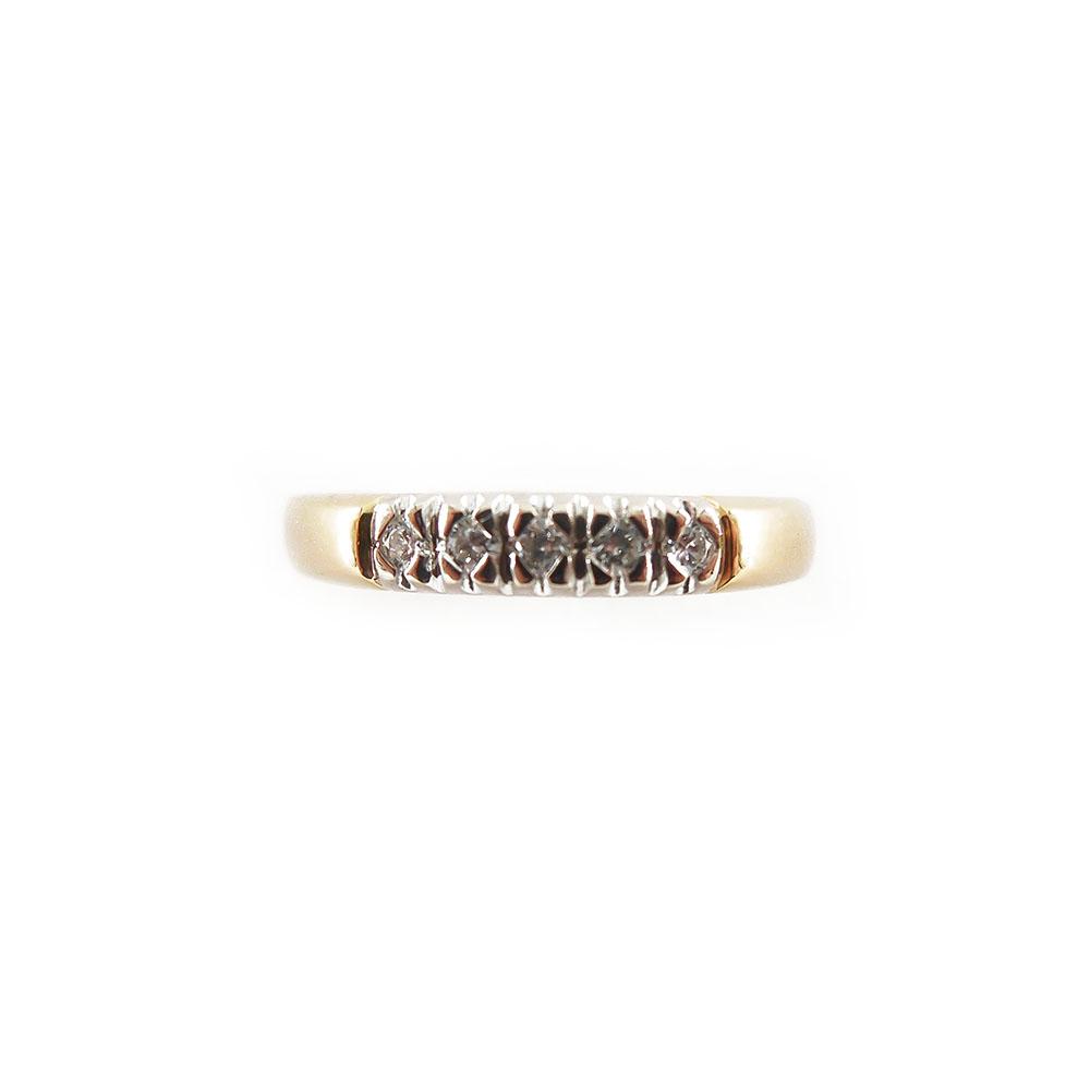 18K, Keltakultainen timanttisormus, 17,25mm, Tim.5x0,01ct #2