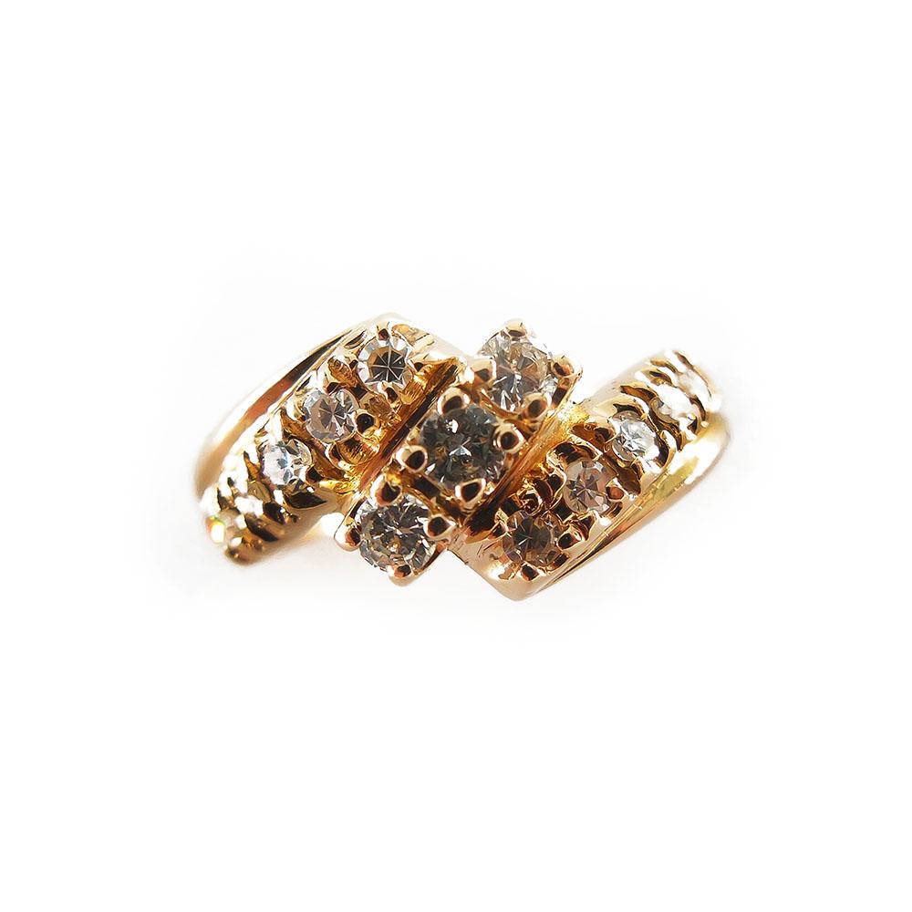 18K, Kultainen timanttisormus, 17mm,Tim.10x0,01ct+3x0,03ct #3