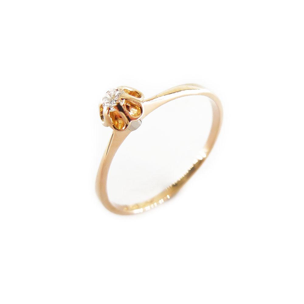 Kultainen timanttisormus,17,5mm, Tim.0,02ct #0