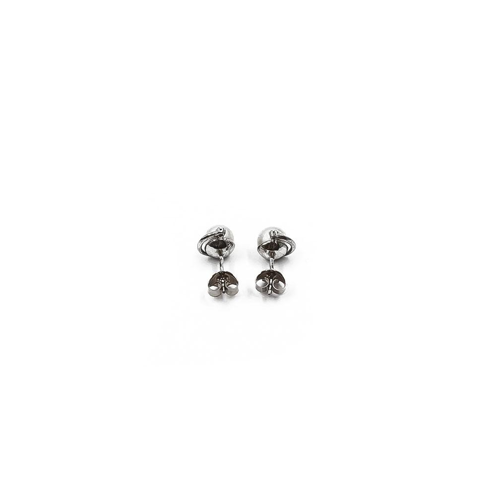Valkokultaiset helmikorvakorut timantilla 2x0,005ct #1