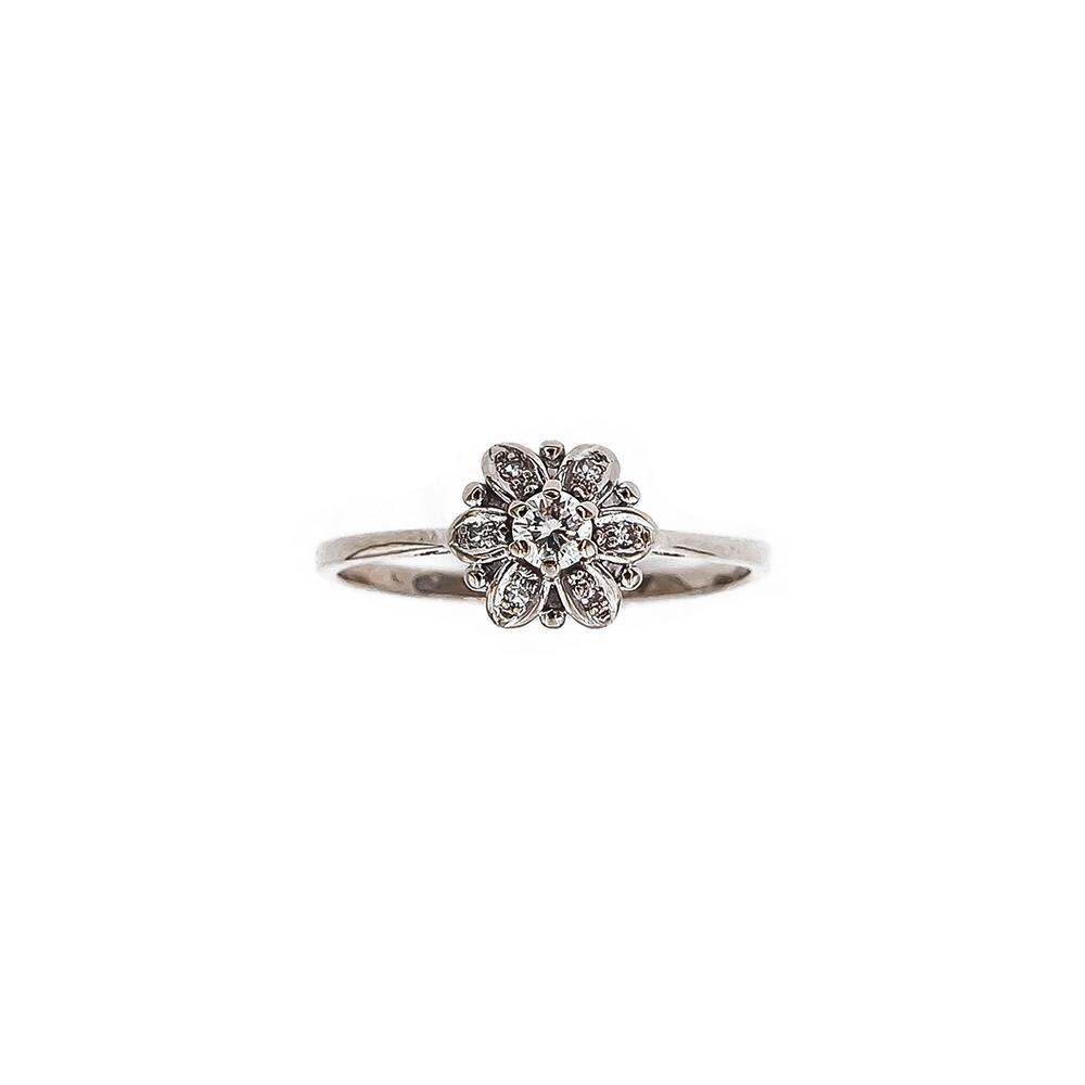 Valkokultainen timanttikukkasormus 0.15+0.06ct 19,5 #1