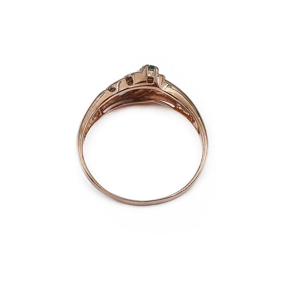 Kultainen smaragdi-timanttisormus 2kpl yht. 0.01ct 19 TA #2