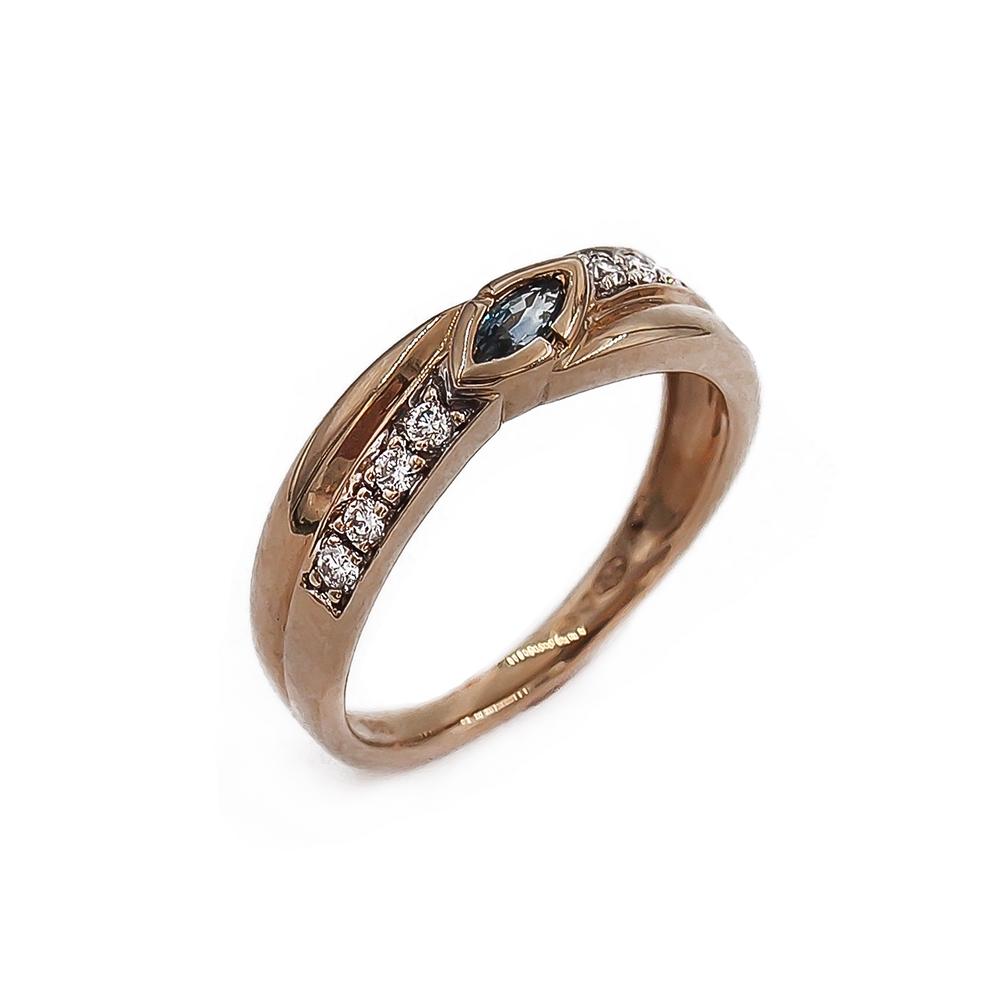 Kultainen timantti-v.sinikivinen sormus 8kpl yht. 0.16ct 18.25 OLL #0