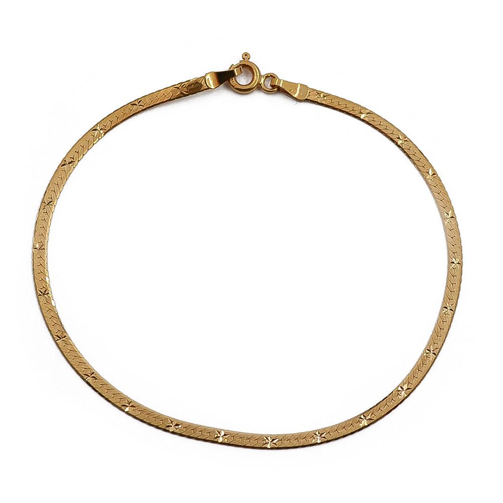 Kultainen litteä ranneketju timanttileikkauksella 18cm #0