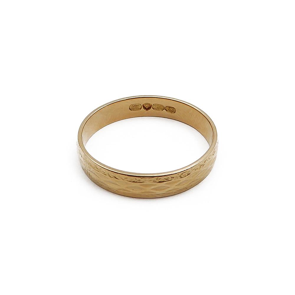 18K kihlasormus kuvioitu 19,25mm v.-75 NW #2