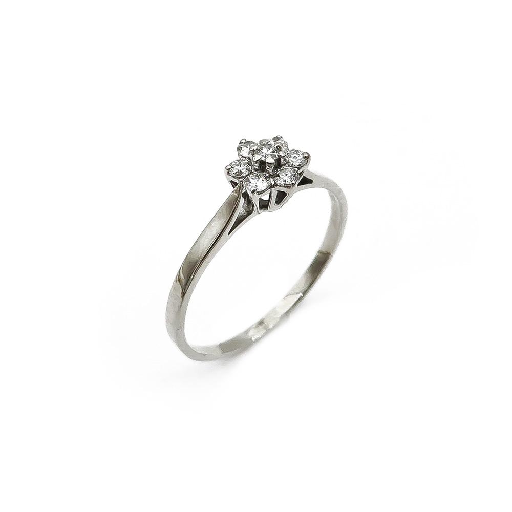Valkokulta timanttisormus 17mm NW v.-87 0,18ct #0