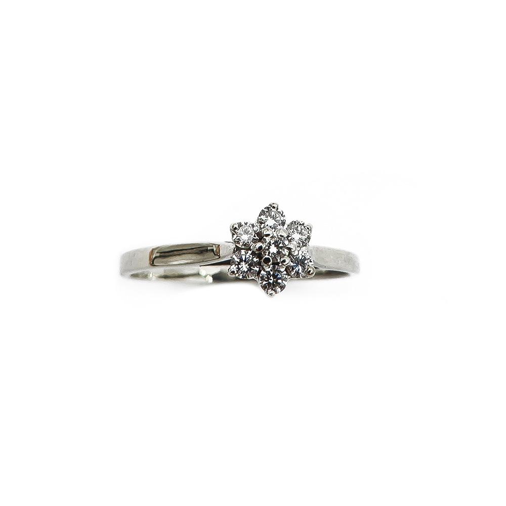 Valkokulta timanttisormus 17mm NW v.-87 0,18ct #1