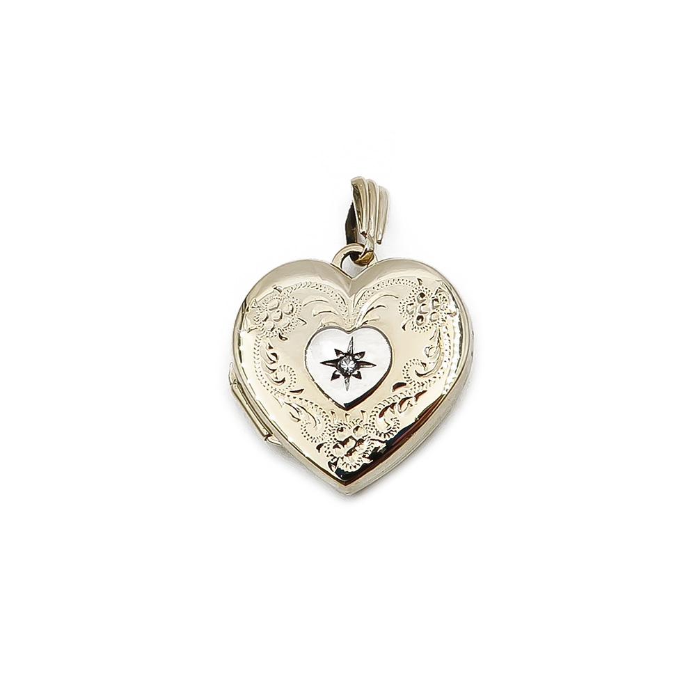 Sydän medaljonki timantilla 0,01ct #0