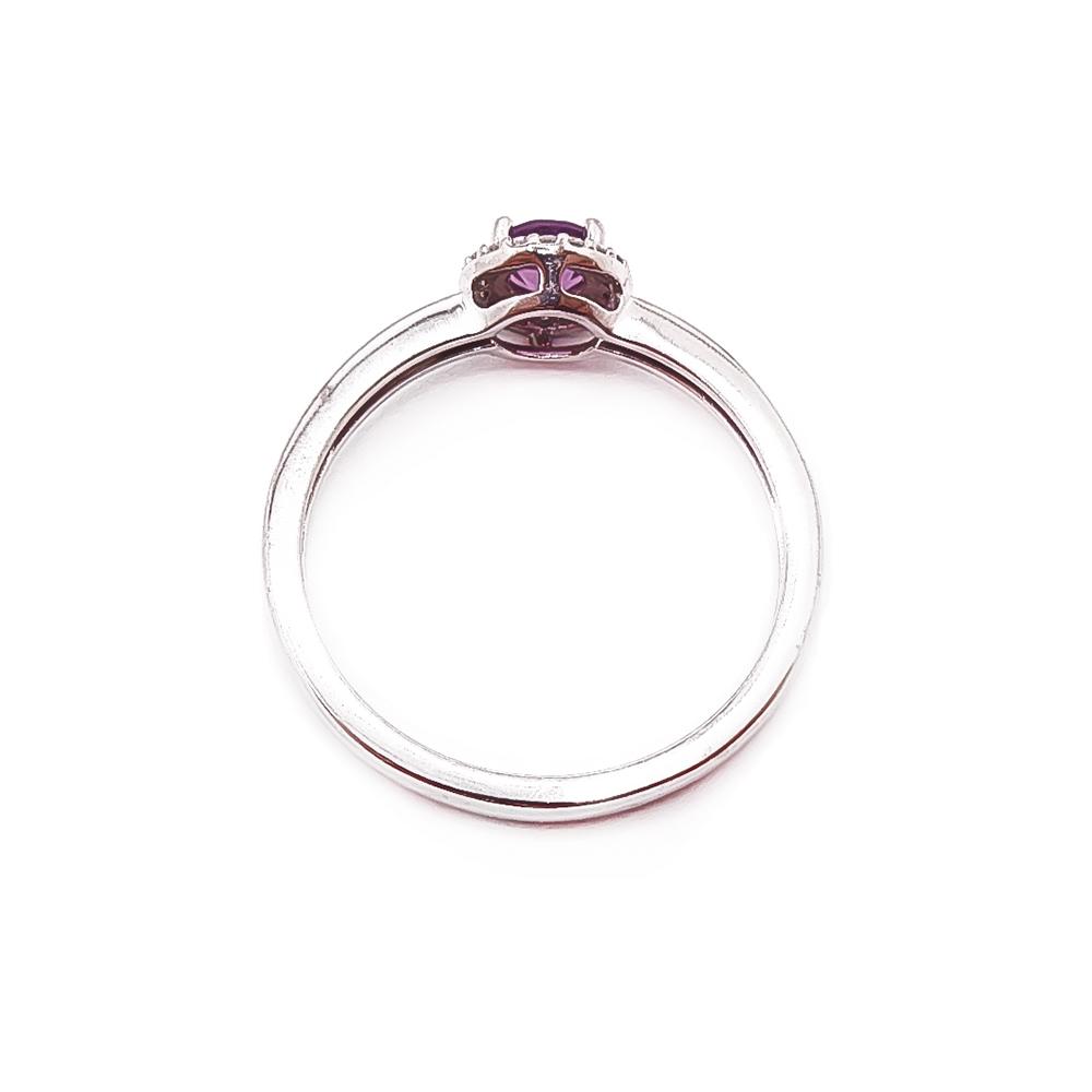 18k Valkokultainen timantti/ametisti sormus 0,09ct 17mm #2