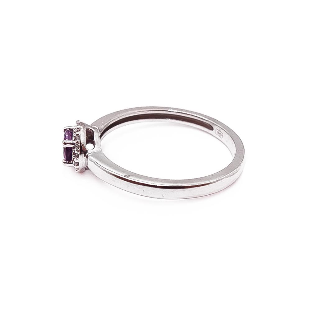 18k Valkokultainen timantti/ametisti sormus 0,09ct 17mm #3