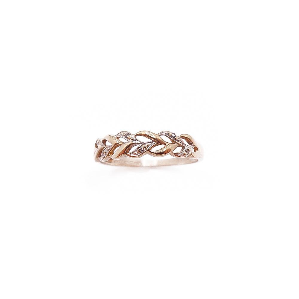 Kultainen letitetty sormus tim.0,03ct #1