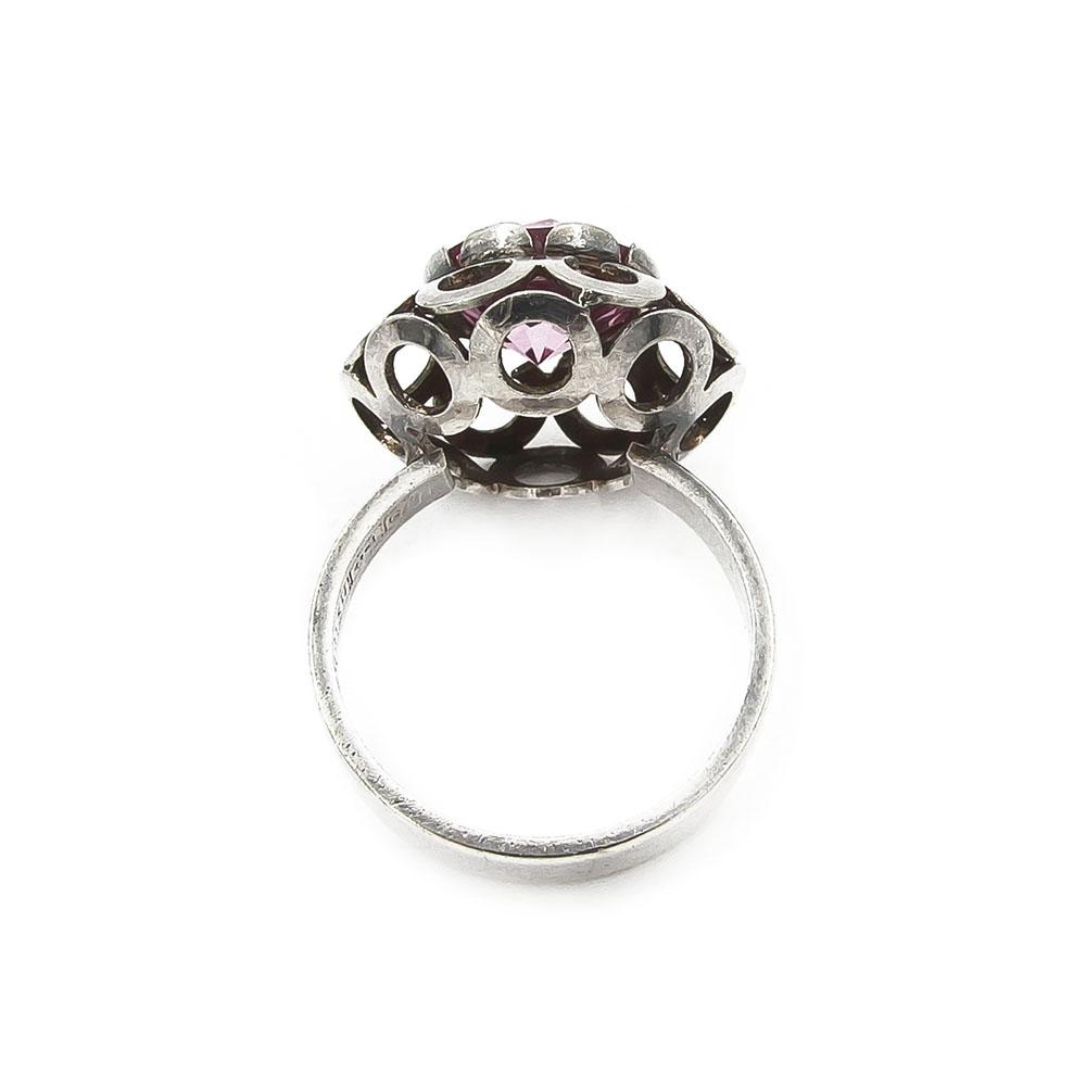 Hopeasormus vaaleanpunaisella kivellä v.1969 halk.17.5mm #5