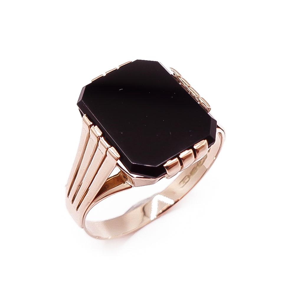 Kultainen kantasormus Onyx 21,5mm v.-55 #0