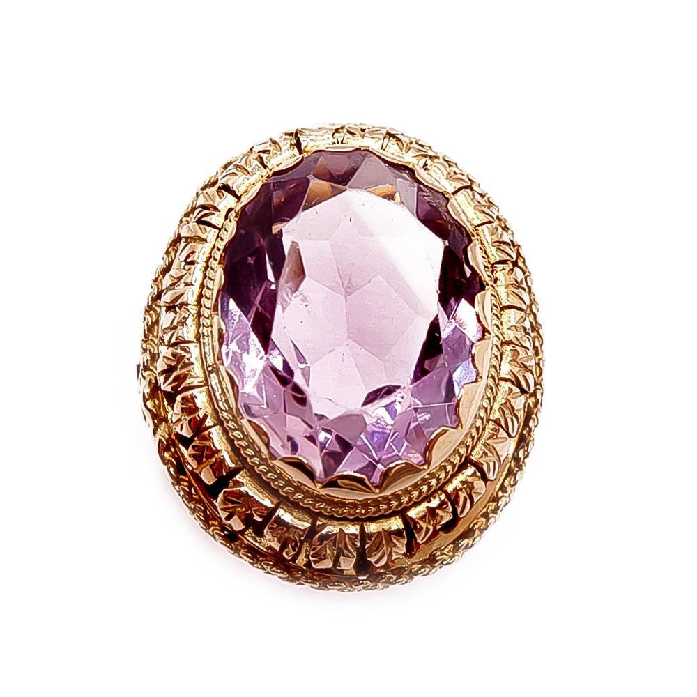 Harry Bergman filigraanisormus violetilla korukivellä, 14K kulta, 16,5 mm, 1966 #1 Kultatukku.fi