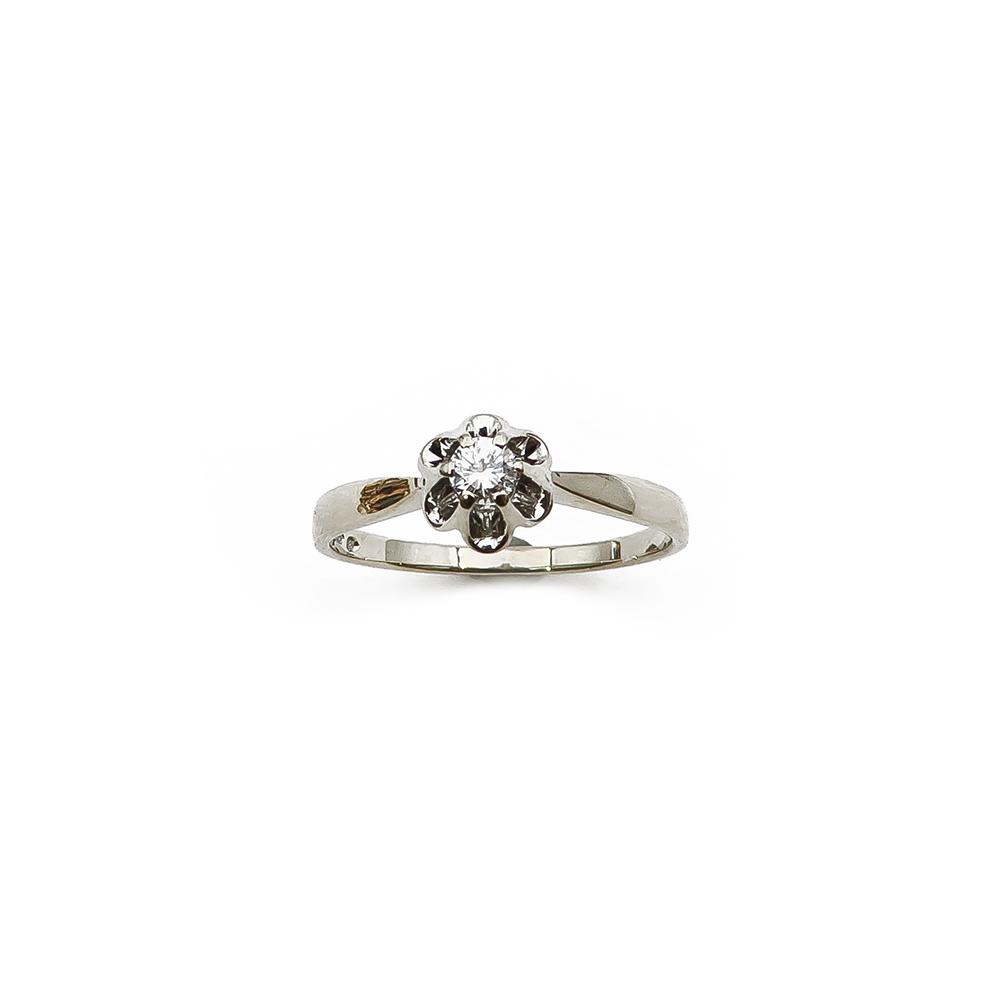 18K valkokultainen timanttisormus17,25mm 0,10ct #1