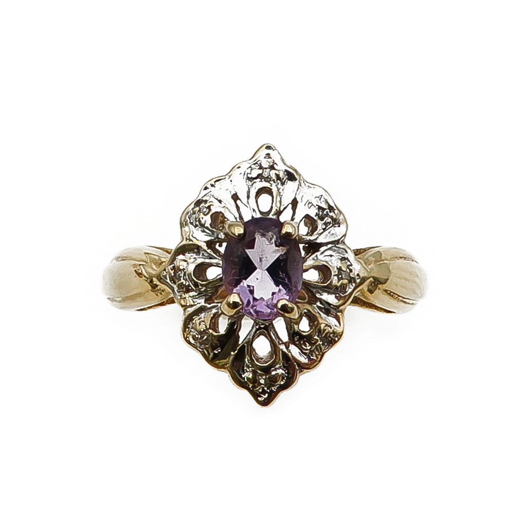 Kultainen lila timanttisormus 16,25mm 8x0,001ct #1