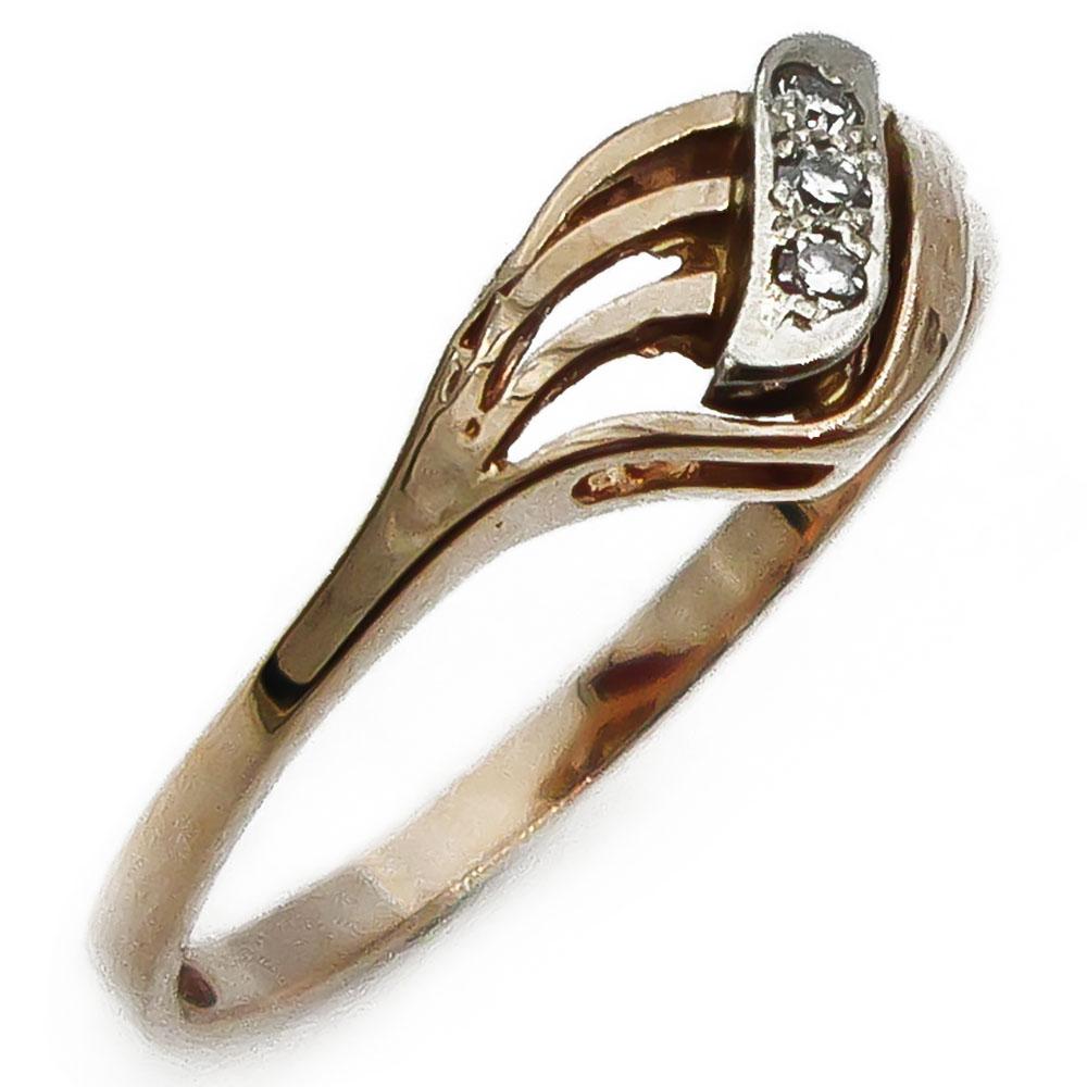 Kultainen tuimanttisormus 17,5mm 3x0,005ct #0