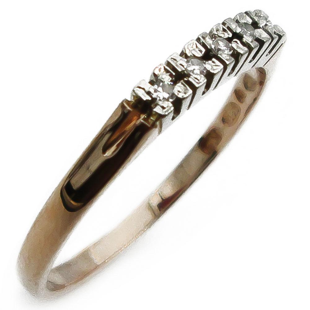 Kultainen timanttisormus rivari 17,5mm 5x0,005ct #0